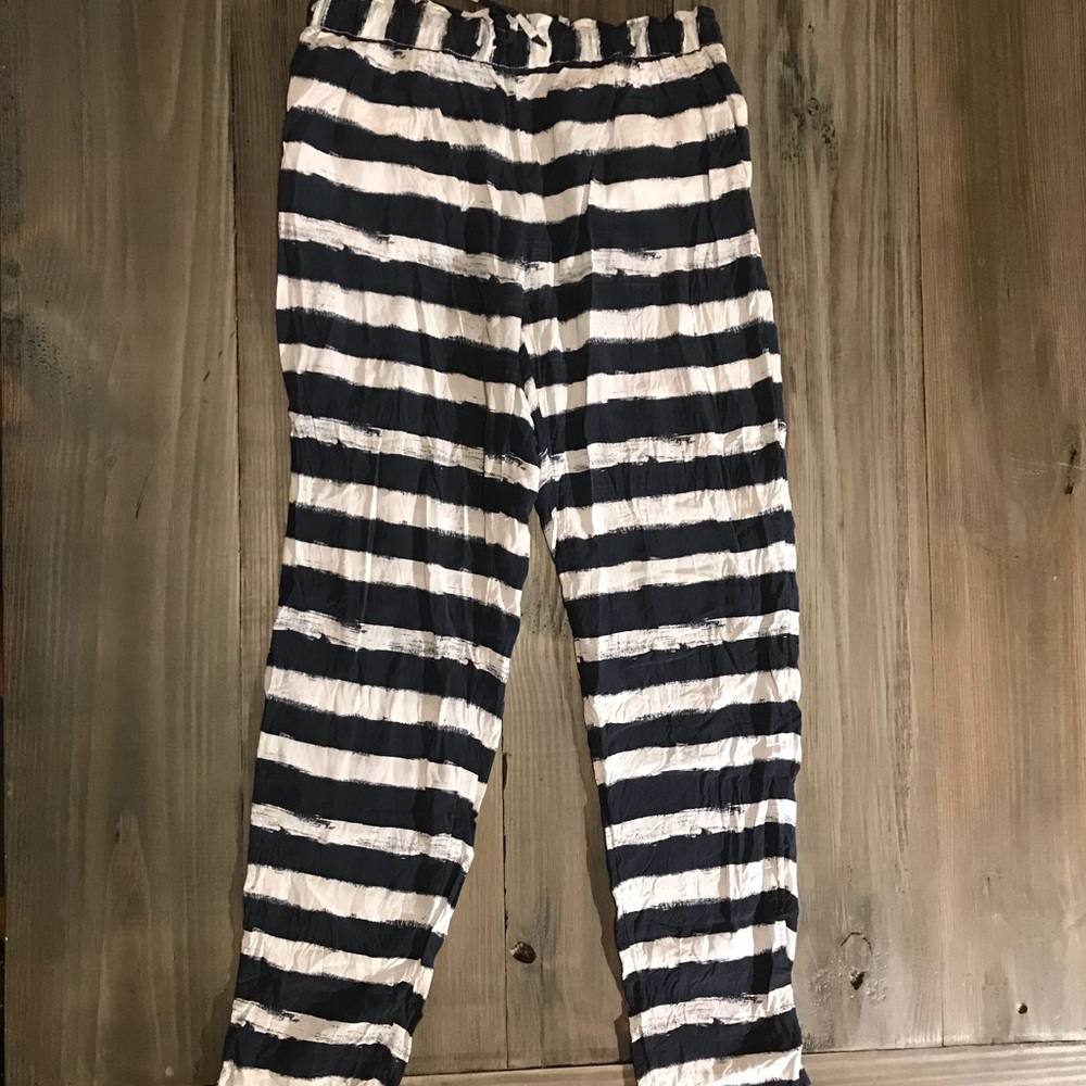 Armani Exchange white & blue drawstring beach pant
